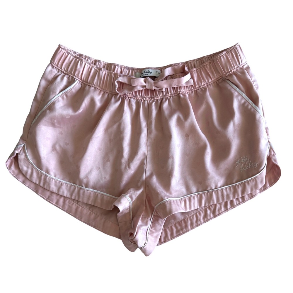 Hollister Gilly Hicks Pink Satin Heart Jacquard Sleep Shorts Coquette M